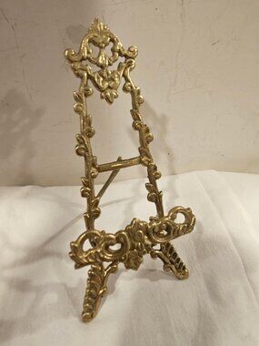 Vintage 7" Ornate Brass Tabletop Easel – Victorian Style Display Stand